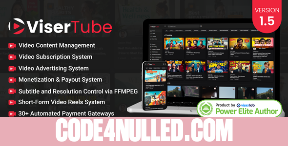 ViserTube v1.5 - Online Video Sharing Platform - nulled