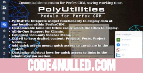 PolyUtilities for Perfex CRM v1.0.8 - Quick Access Menu, Custom JS, CSS, and More