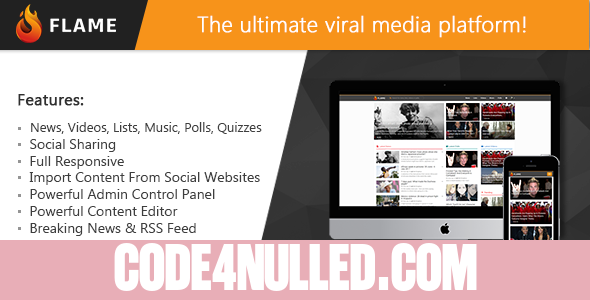 Flame v1.3 - News, Viral Lists, Quizzes, Videos, Polls and Music - nulled