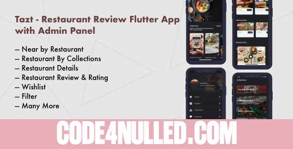 Tazt v1.0.0 - Restaurant Review Flutter App with Admin Panel