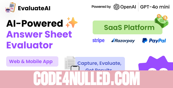 EvaluateAI - AI Powered Answer Sheet Evaluator and Marksheet Generator SaaS Platform