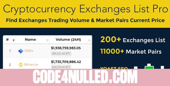 Cryptocurrency Exchanges List Pro v2.0.0 - WordPress Plugin