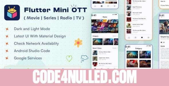 Flutter Mini OTT v4.1.0 - Live Tv, Movie, Videos, Radios