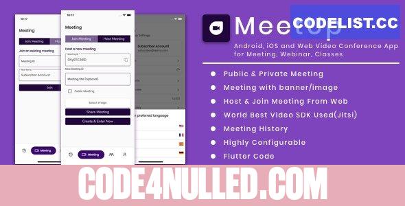 MeetUp v1.5 - Android, iOS and Web Video Conference App for Meeting, Webinar, Classes