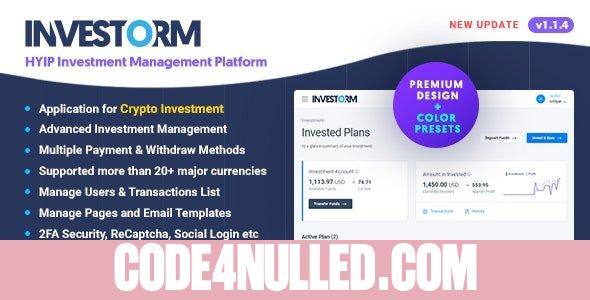 Investorm v1.1.5 - Advanced HYIP Investment Management Platform - nulled
