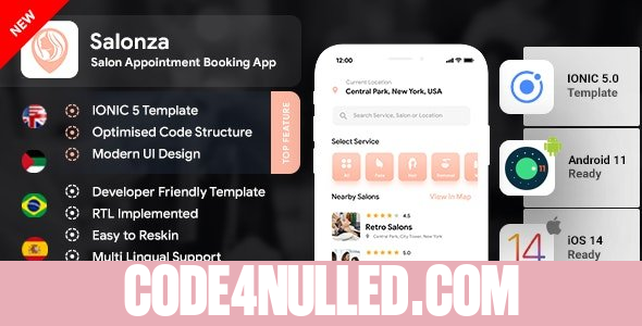Salonza v1.0 - Multi Salon Android App Template + iOS App Template