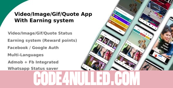 Video/Image/Gif/Quote App With Earning system (Reward points) v3.4