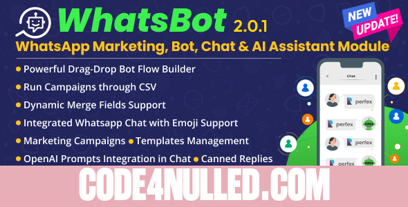 WhatsBot v3.0.0 - WhatsApp Marketing, Bot, Chat & AI Personal Assistant Module for Perfex CRM