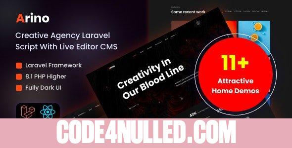 Arino v3.1 - Creative Agency Laravel Script With Live Editor CMS - nulled