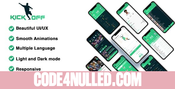 Kick-Off v1.0 - Multiple Languages ( LiveScore, Events, statistics,... ) Api Flutter Application
