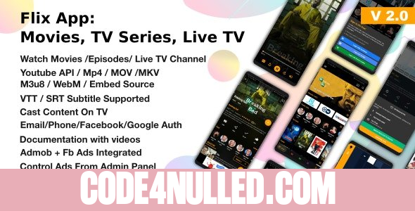 Flix App Movies v2.2 - TV Series - Live TV Channels - TV Cast