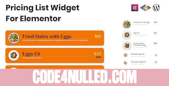 Pricing List Widget For Elementor v1.0