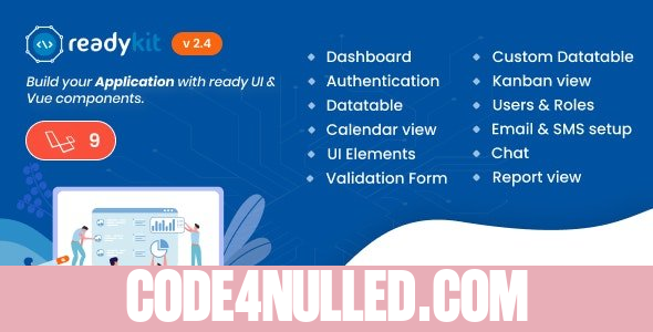 ReadyKit v2.4.0 - Admin & User Dashboard Templates (with functionality) for Laravel + Vue App Development