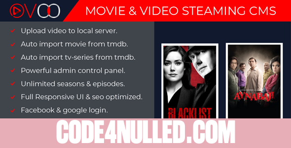 OVOO v2.1 - Movie & Video Streaming CMS with Unlimited TV-Series