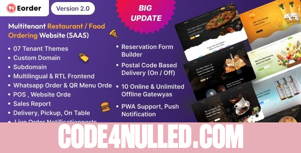 Eorder v3.1 - Multitenant Restaurant / Food Ordering Website (SAAS)