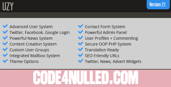 UZY v2.1 - Secure PHP Login User Management System
