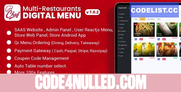 CHEF v7.0.2 - SaaS - Contactless Multi-restaurant QR Menu Maker