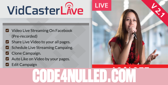 VidCasterLive v2.1 - Facebook Live Streaming With Pre-recorded Video