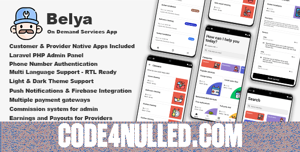 Belya v3.0 - On Demand Service App | Customer & Provider Apps with Admin Panel