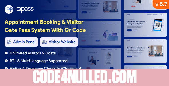 QuickPass v5.7 - Appointment Booking & Visitor Gate Pass System With Qr Code - nulled