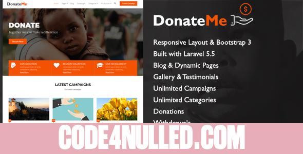 DonateMe v1.1 - Crowdfunding Laravel Script