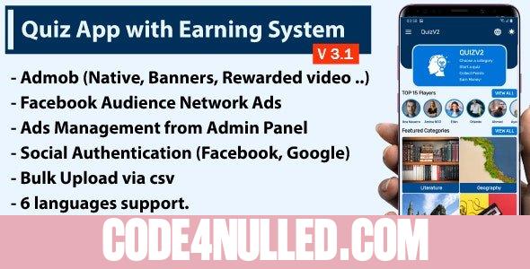 Quiz App with Earning System + Admin Panel v3.1