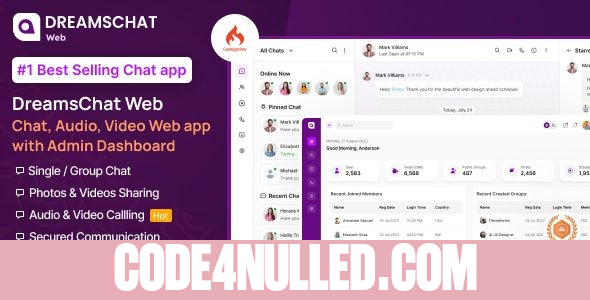 DreamsChat Web - Chat, Audio, Video Web APP with Admin Dashboard - 4 March 2024