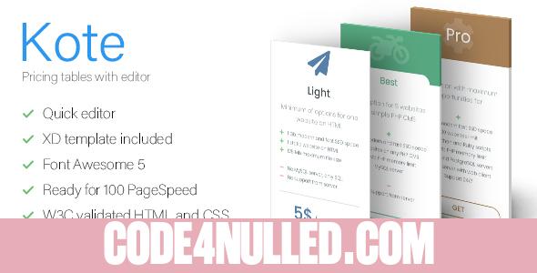 Kote - Pricing Tables With Editor