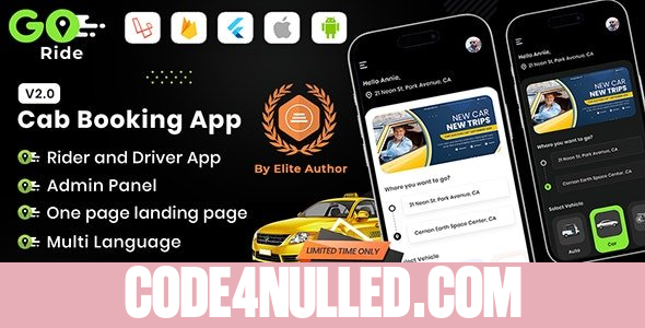 GORIDE v2.0 - InDriver Clone - Flutter Complete Taxi Booking Solution with Bidding Option