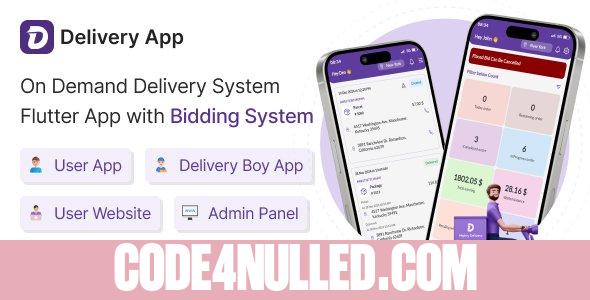 Delivery App v27.0 - On Demand Delivery System Flutter App with bidding system