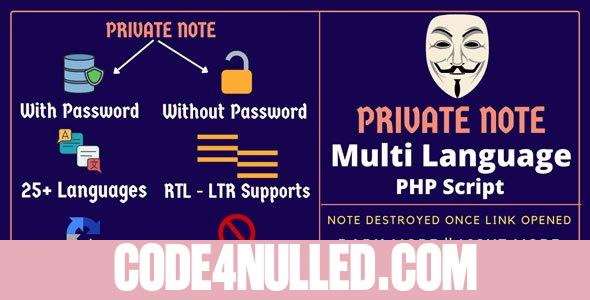 Privy v1.0 - Private Note Multi Language PHP Script