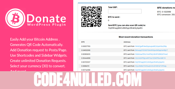 Bitcoin Donate v1.0.0 - A WordPress Plugin