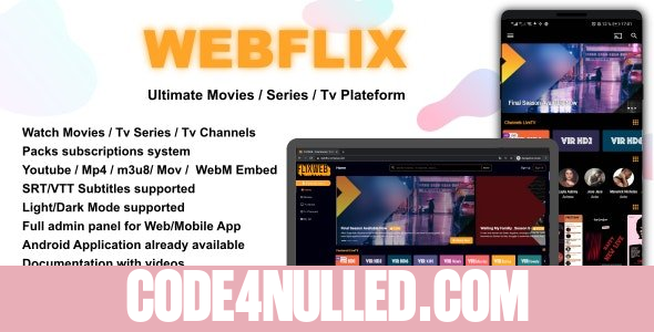 WebFlix v1.0 - Movies - TV Series - Live TV Channels - Subscription