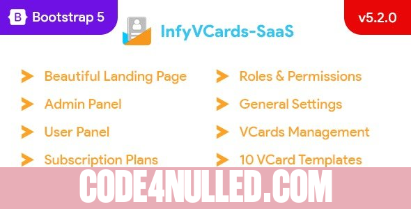 InfyVCards-SaaS v5.1.0 - Multi User Digital Business Card Builder SaaS - VCards