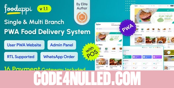 FoodAppi v2.0 - PWA Food Delivery System and WhatsApp Menu Ordering with Admin Panel - nulled