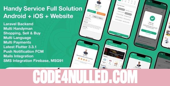 Flutter Handy service v1.0 - On-Demand Home Services & Shopping Android+iOS+Website Full Solution Laravel