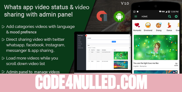 WhatsApp video status & video sharing with admin panel android application