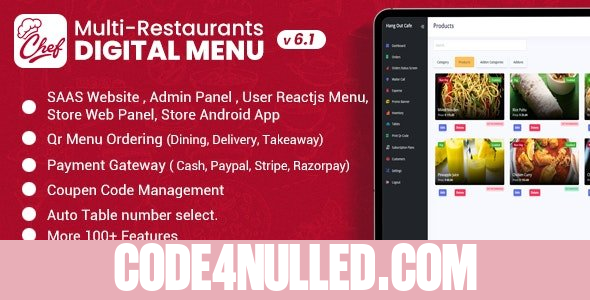 CHEF v6.1 - SaaS - Contactless Multi-restaurant QR Menu Make