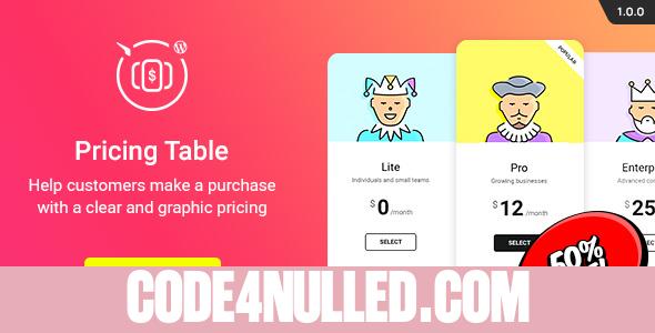 WordPress Pricing Table Plugin v1.0.0