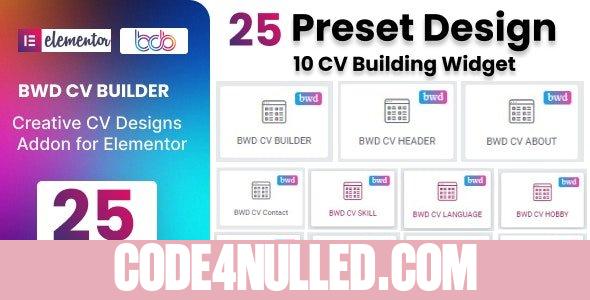 CV Builder plugin for elementor v1.0