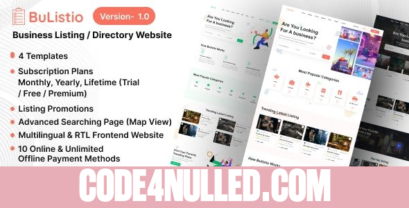 Bulistio v1.1 - Business Listing / Directory Website (Subscription Based) - nulled