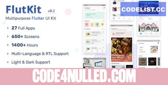 FlutKit v9.2.0 - Flutter UI Kit