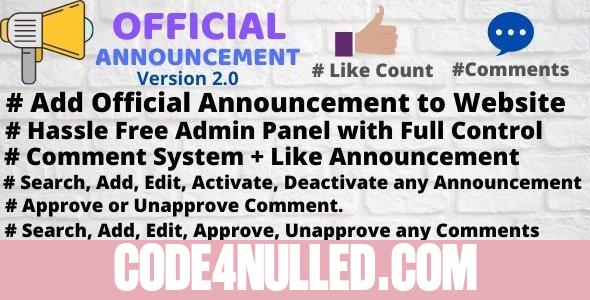 Official Announcement Snippet with Admin Panel v2.0