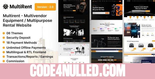 Multirent v2.0 - Multivendor Equipment - Multipurpose Rental Website - nulled