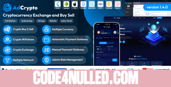 AdCrypto v1.4.0 - Cryptocurrency Exchange and Buy Sell Full Solution