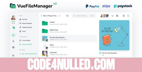 Vue File Manager v2.0.2 - Store, Share & Get Files Instantly - Private Cloud Build on Vue & Laravel
