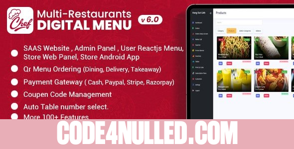 CHEF v6.0 - SaaS - Contactless Multi-restaurant QR Menu Maker