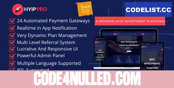 HyipPro v1.0 - A Modern HYIP Investmet Platform