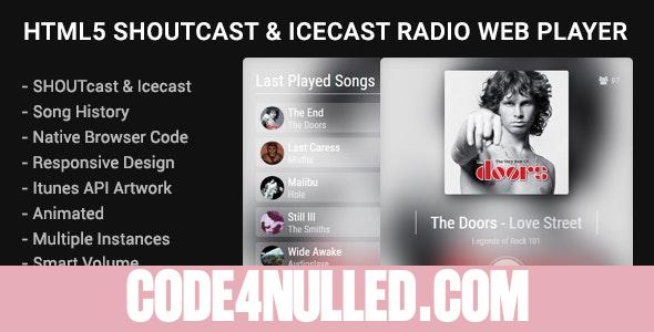 HTML5 Shoutcast & Icecast Radio Web Player v1.2