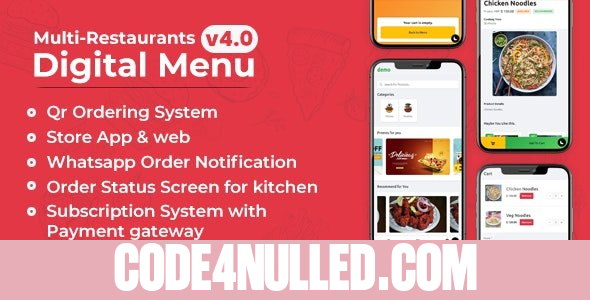 Chef v4.2 - Multi-restaurant Saas - Contact less Digital Menu Admin Panel with - React Native App